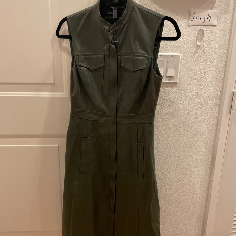 BCBG Faux Leather Pencil Dress